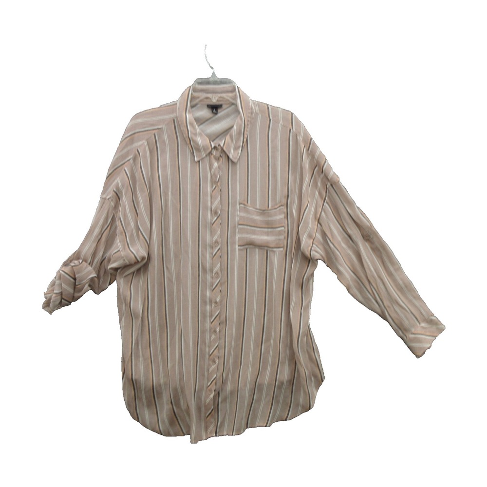 Torrid Women's Button Up Shirt Size 2 US 2X Striped Rayon Long Sleeve Collared